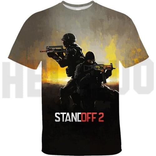 Hip Hop 3D Shooting Game Standoff 2 T-shirt Kids Summer Short Sleeve Plus Size Tee Men Christmas Unisex Trendy Streetwear