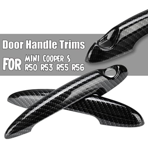 Gloss Black Carbon Fiber Car Door Handle Cover For BMW MINI Cooper S R50 R52 R53 R55 R56 R57 R58 R59 R61 Car Handle Covers