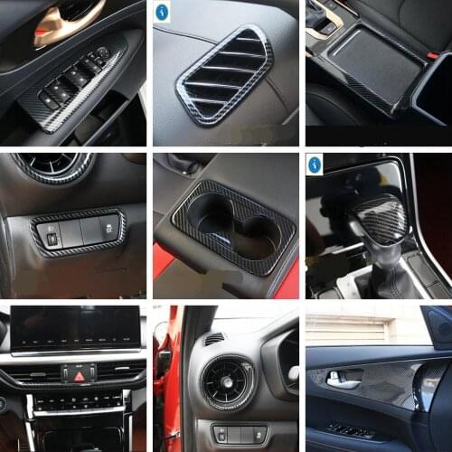 Carbon Look Interior Refit Kit Air AC / Door Bowl / Head Lamps / Lift Button Cover Trim For Kia Cerato Forte K3 2019 2020 2021
