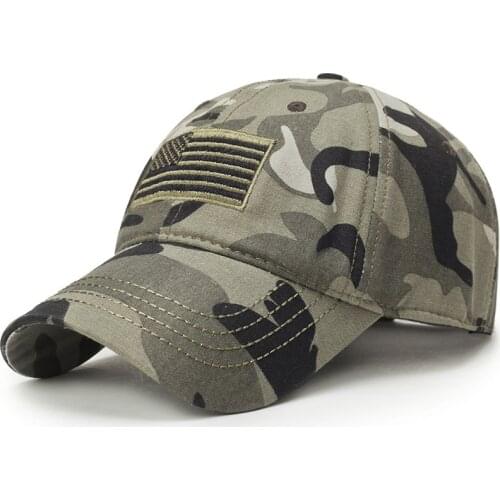 New Men USA Flag Camouflage Baseball Cap Army Embroidery Cotton Tactical Snapback Dad Hat Male Summer Sports America Trucker Cap