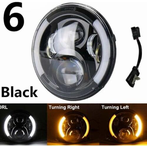 Round 7" Motorcycle Black Projector Motor HID LED Light Bulb Headlight For moto Street Glide Softail FLHX F Touring Trike