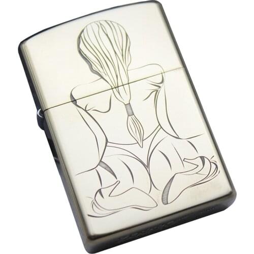 Zorro Brass Flint Kerosene Lighter Sexy Lady Windproof Cigarette Cigar Lighters Smoking Accessories Gadget for Men with Box