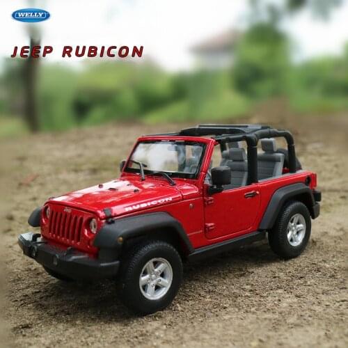 WELLY 1:24 Jeep Wrangler red car model car alloy car model simulation car decoration collection gift toy Die casting model boy