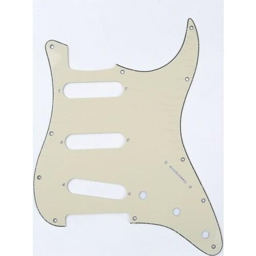 Musiclily SSS 11 Hole Strat Guitar Pickguard for Fender USA/Mexican Made Standard Stratocaster Style, 3Ply Cream