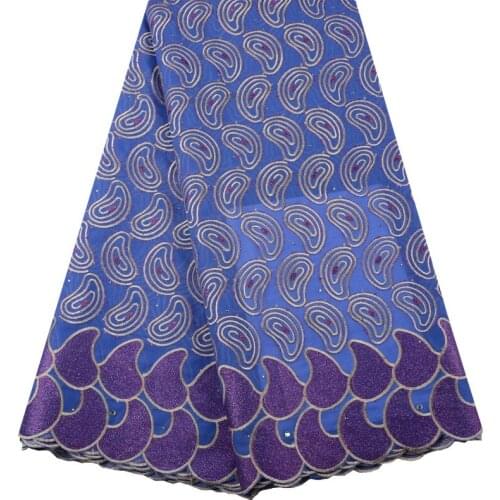 Latest Nigeria Cotton Lace High Quality Swiss Voile Lace In Switzerland Sky Blue African Dry Lace For Men/Women Clothes S1441
