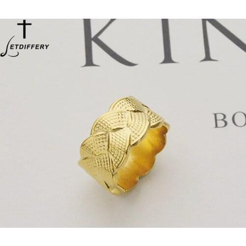 Letdiffery New 14k Gold Ring Stainless Steel Women Vintage Punk Open Ring Jewelry for Men Birthday Gifts Dropshipping
