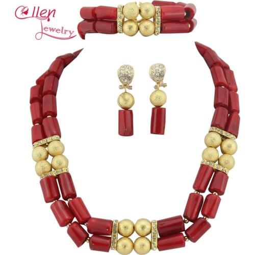 Orange African Coral Jewelry Set Coral Beads Necklace Set Nigerian African Wedding Beads Jewelry Set TL1712