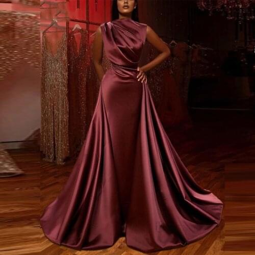 Real Image Burgundy Moroccan Kaftan Muslim Satin Evening Dresses 2020 Arabic Mermaid Dubai Formal Dress Prom Gowns Long Vestidos