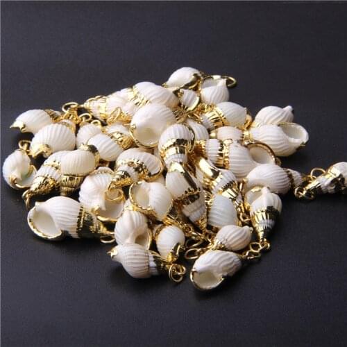 Gold Plated Natural Spiral Seashells For DIY Handmade Shells Pendant Jewelry Handmade Home Decoration For Jewelry Making 4pcs