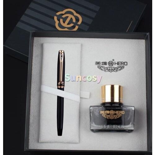 Hero 1179 10K Gold Fine Nib Fountain Pen, Full Metal Ink Pen, Business Office School Supplies Writing Pens Gift Boxed