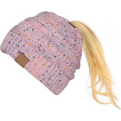 Ponytail Beanies Women New Solid Knitted Warm Soft Trendy Hats Simple Korean Womens Wool Casual Caps Elegant All-match Beanie