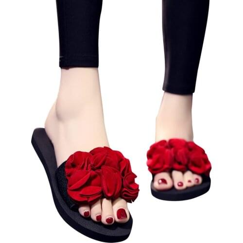 2020 Summer New Women Slippers Bohemian Flower Flat Clip Toe Flip Flops Woman Casual Shoes Female Wedges Female Beach Shoes