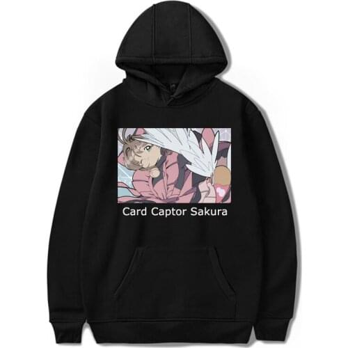 Sakura Card Captor Hoodie Japan Anime Women Men Hip Hop Sweatshirts Harajuku Thin Velvet Warm Printed Hooded Clothes Tops Jacket