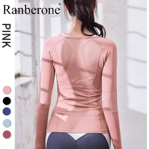 Crop Top Women Long Sleeved Sports Tops Sexy Stretch Workout Yoga Clothes Hollow Out Quick Drying Running Female T-shirts