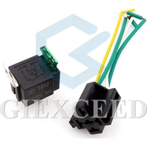 High Quality Normally Open auto relay 4 Pin 30A DC 12V 24V car Relay With fuse and 18AWG wire Socket