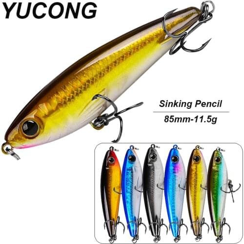 YUCONG 1PX Sinking Pencil Fishing Lure 8.5cm-11.5g Trolling Swim Wobbler Artificial Hard Bait Bass Crankbait Stick Pesca Isca