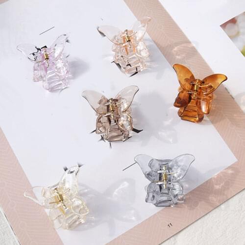 Geometric Transparent Hair Clip For Girls Butterfly Shaped Hairpin Hair Crab Resin Hair Claw Sweet Stereoscopic Hair Accessories