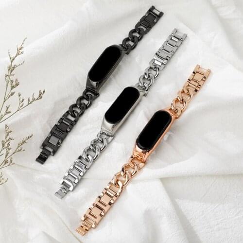 For Xiaomi Mi Band 5 6 Strap Metal Wristbands Stainless Steel Bracelet For Mi band 3 4 Wristbands Bracelet Global Version NFC
