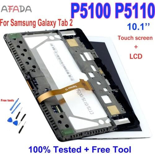 10.1" LCD For Samsung Galaxy Tab 2 P5100 P5110 LCD Display Touch Screen Digitizer Assembly Frame