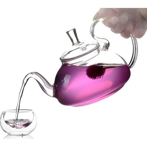 1PC Elegant Flower Coffee Glass Tea Pot Glass Teapots Heat Resistant Glass Teapots Gongfu Tea Maker With Tea Filter JN 1011
