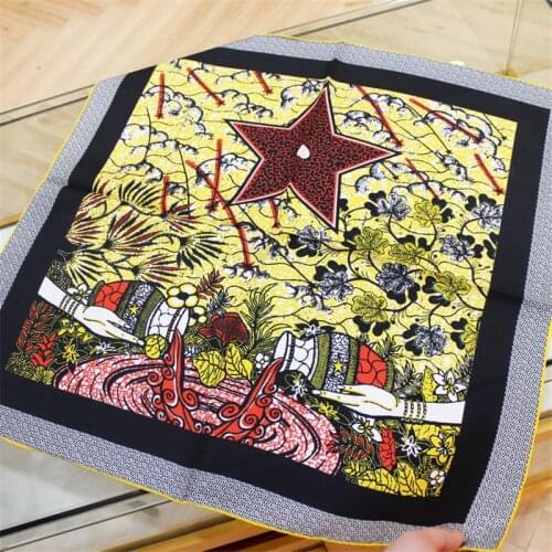 100% Pure Twill Silk Scarf For Ladies Star Print Square Scarves Small Head Handkerchief Wholesale Hijab Rolled Wraps 70x70CM