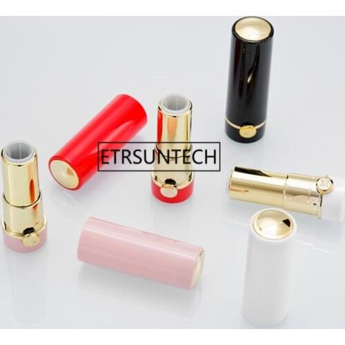 12.1mm Plastic Pink/Black/White Elegant Empty Lipstick Tube, Round Beauty Makeup Lip Rouge Container F1897