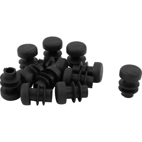 12 Pcs Plastic 12mm Pipe End Blanking Caps Bung Tube Insert Plug Round Black