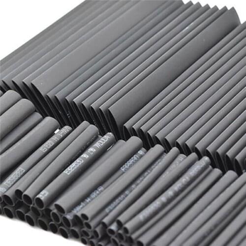 127PCS Black Insulated Flame-retardant Heat Shrinkable Tubing Set 2:1 Bagged Heat Shrinkable Tubing Combination