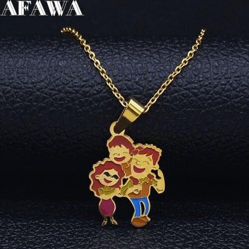 2021 Family Stainless Steel Statement Necklace Women Dad Mam Son Colored Enamel Jewelry collares mujer collares N19418S01