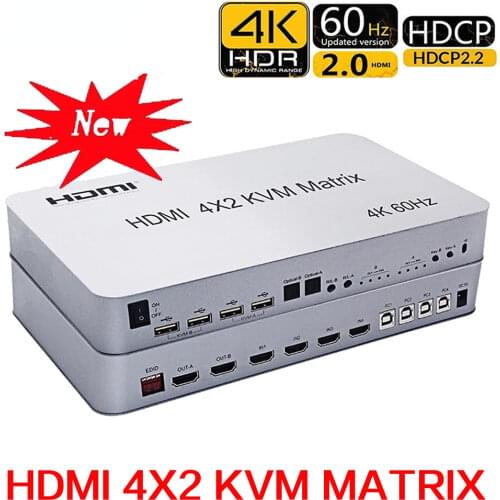 4-port Matrix HDMI KVM Switch 4X2 Hdmi kvm switch 2 port dual monitor 4 port dual monitor KVM Switch Matrix Switcher HDMI USB