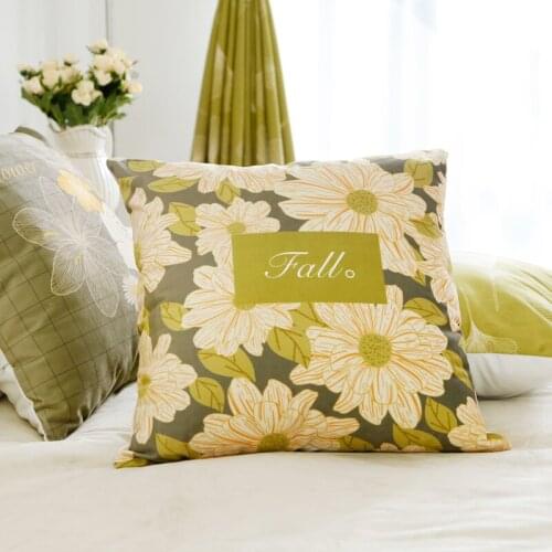 45x45cm green flower printed cushion cover green leaves pillow cover floral pillow case indoor