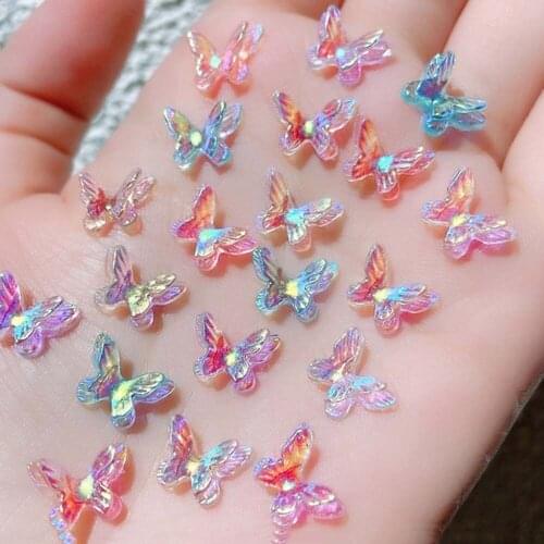 50Pcs Aurora Butterfly Nail Rhinestones 3D Charms 50Pcs Aurora Butterfly Nail Art Decorations 3D Flying Butterflies Sticker (44)