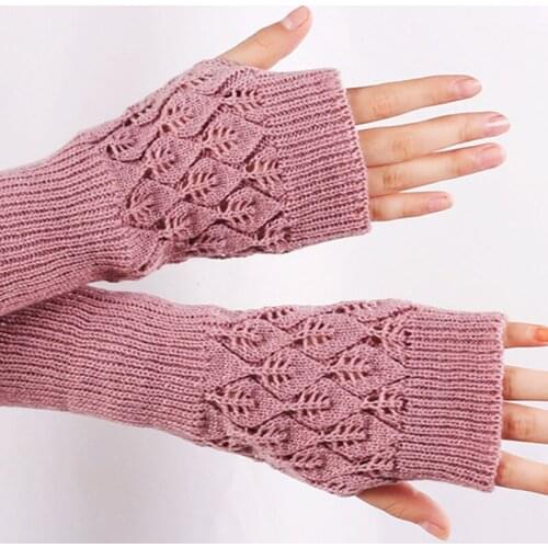 6 Colors Fingerless Stretch Warm Mitten Gloves Winter Knitted Comfortable Women Arm Crochet Clothing Gifts