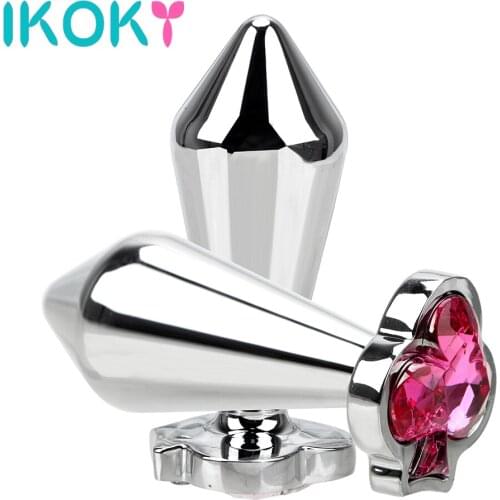 IKOKY Jewelry Metal Anal Plug Plum Flower Shape Butt Plug Prostate Massager Butt Stimulation Sex Toys For Woman Men Sex Products