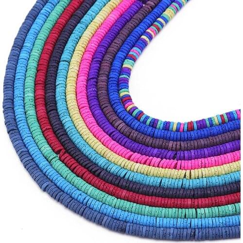 Apx180pcs/lot Mixed Color Chip Disk Lava Stone Loose Spacer Beads Flat Round Polymer Clay Beads For DIY Jewelry Making Bracelet