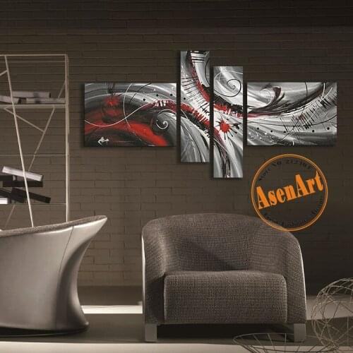 Frameless 4pcs Hand Painted Canvas Oil Paintings Abstract Canvas Painting Modern Wall Picture for Living Room poster and prints