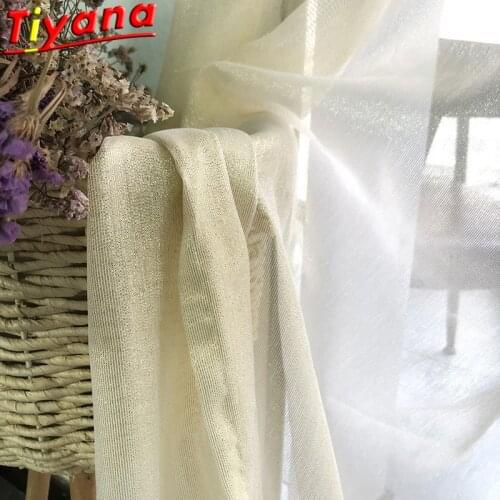 Shiny Golden Tulle for Living Room Simple Solid color Transparent Window Screen Golden Sheer Tulle Smooth Voile Tulle WP395#40
