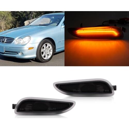 2x Smoked Front Amber Led Fender Side Marker Lights For Benz W209 CLK-Class CLK55 AMG CLK500 CLK320 CLK63 AMG