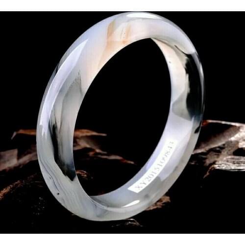 Natural White Jade Bangle Jadeite Bracelet Charm Jewellery Fashion Accessories Hand-Carved for Women Men