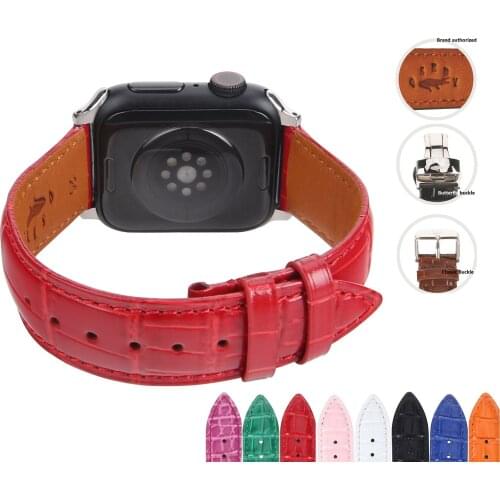 Color Vintage Crocodile Leather Watchbands High Quality For Men & Women Suitable For Apple Watch 38mm 42mm All Series Luxurious