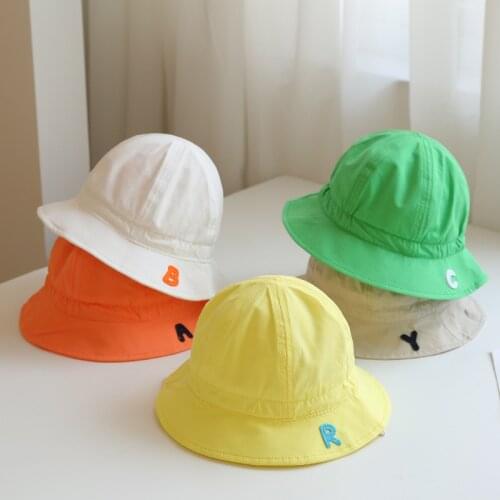 Baby Hat For Boy Girl New Cap Spring Autumn Korean Version Of Bucket Hats Simple Letter Kids Fishing Caps Unisex Beach Bonnets