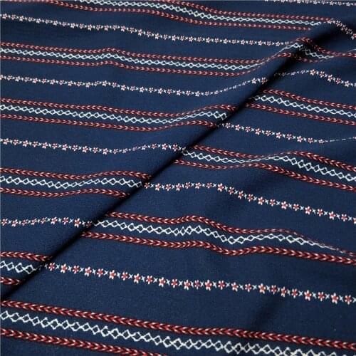 Ethnic Thick Chiffon Stripe Crepe Chiffon Navy Good Fabric for Dress Trousers Shirt Cosplay