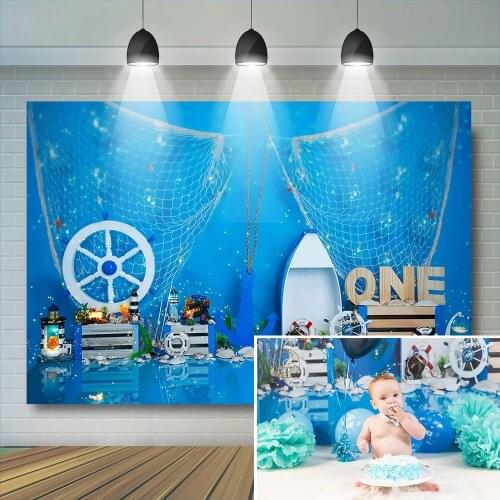 Boy 1st Birthday Photography Background Sailing Sea Kids Travel Pirate Theme Backdrop Ship Baby Portrait Cake Smash Photostudio