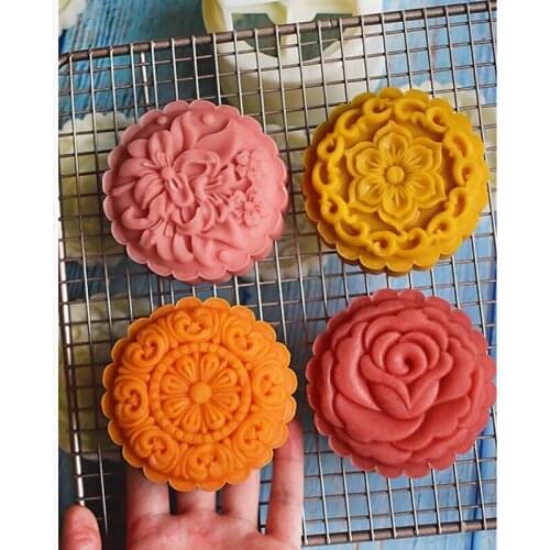 GXMA 150/200g Mooncake Mold Mid-Autumn Festival Hand-Pressure Flower Moon Cake Mould DIY Decoration Mooncake Press Molds