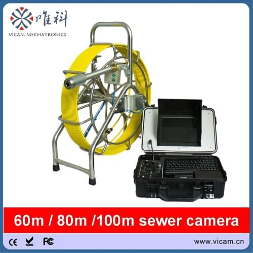 80m 7mm rigid cable underground sewer line inspection camera CCTV color video sewer camera 512hz sonde camera head V8-3388T