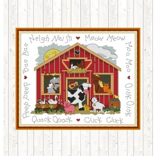 Barnyard Antics Scenery Painting Counted Cross Stitch DMC 11CT Printed Canvas for Embroidery Kit 14CT DIY Needlework Home Crafts