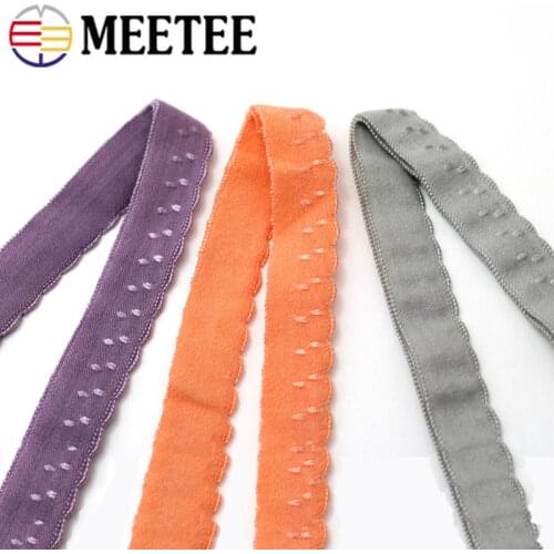Meetee 8/16M 10mm ColorCotton Underwear Edging Elastic Band Fold Double Layer Hemming Lace for Strap Bra Sew Spring Bands