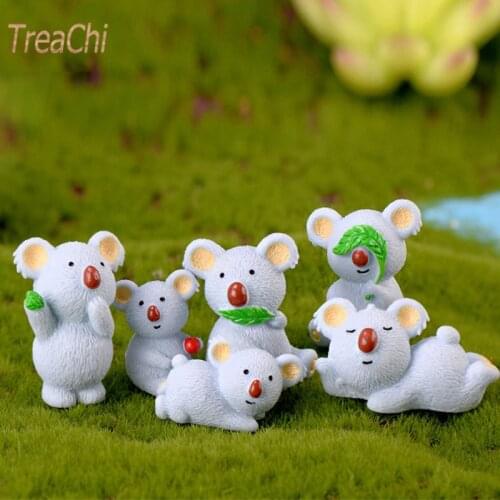 Cute Koala Ornament Resin Figurines Simulation Miniature Garden Christmas Gift Diy Resin Cartoon Flat Back Home Decorations