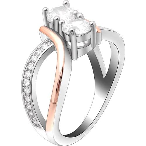 Fashion Wedding Ring for Women Cross Shape Mirco Zircon Finger Ring Engagement Silver-Rose Gold Bague Fine Jewelry