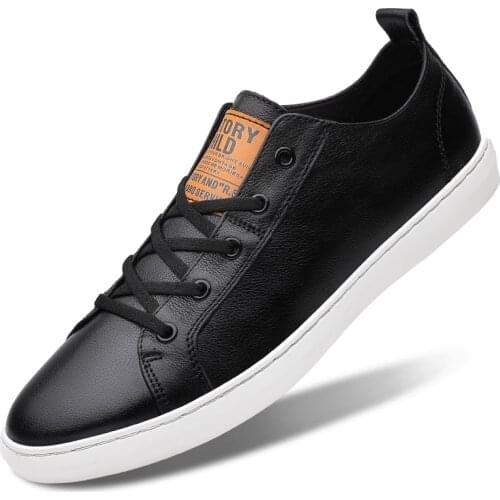 Soft Genuine Leather Men Shoes Male Sneakers Men Casual Shoes 2021 Spring Fashion Black White Shoes